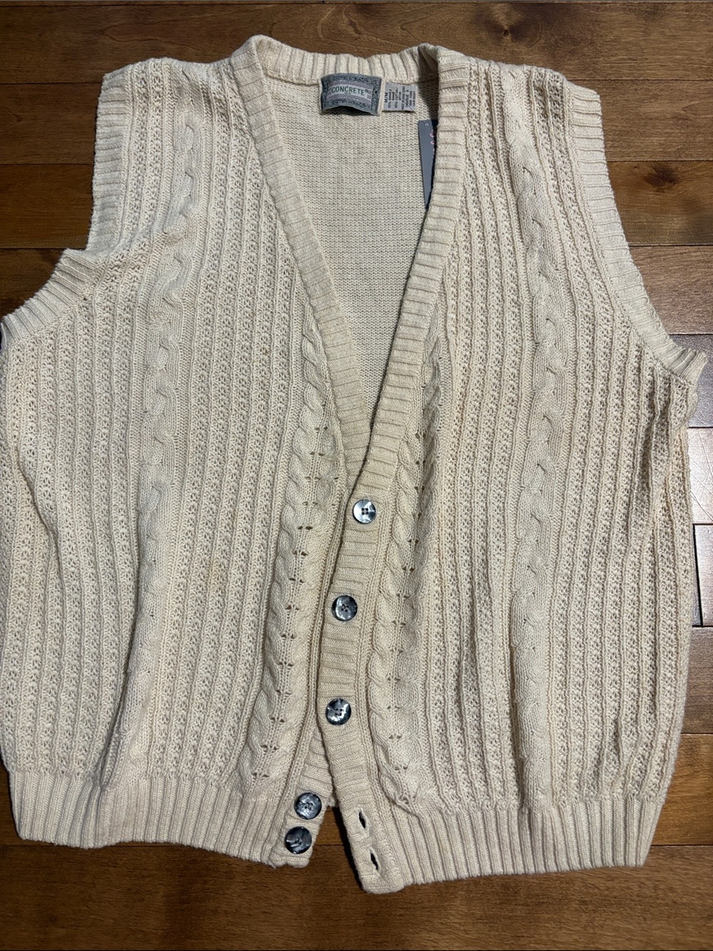Classic Cable Knit Cream Men's Sweater Vest